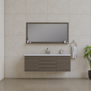 Alya Bath Paterno 60 inch Single Wall Mount Bathroom Vanity Gray
