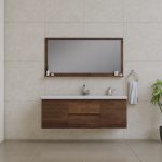 Alya Bath Paterno 60 Inch Single Wall Mount Bathroom Vanity Rosewood