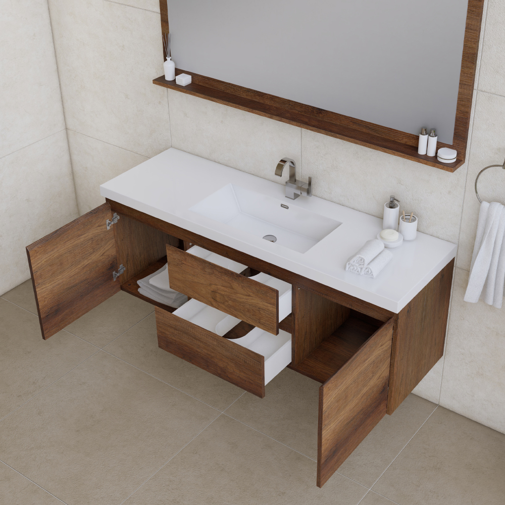 Paterno 60 inch Wall Mount Bathroom Vanity With Single Sink
