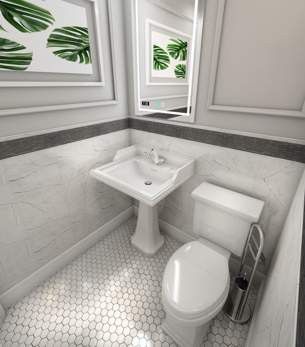 Guest Bathroom 3D Rendering