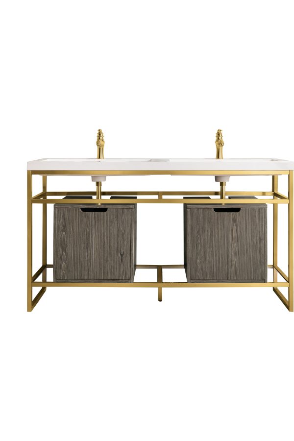 63" double vanity gold