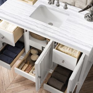 Athens 48" Single Vanity Cabinet, Glossy White Door Drawers