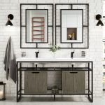 Boston 63″ Double Bathroom Vanity, Matte Black w/ Ash Gray Cabinet