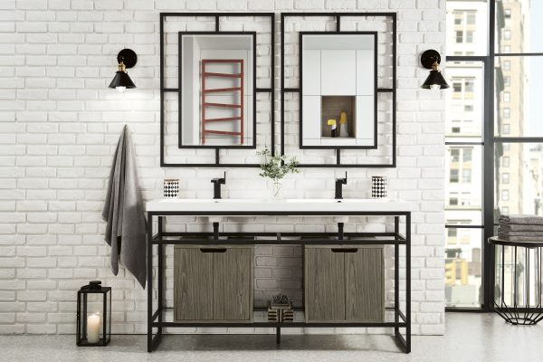 Boston 63" Double Bathroom Vanity, Matte Black w/ Ash Gray Cabinet Boston 63" Double Bathroom Vanity, Matte Black w/ Ash Gray Cabinet