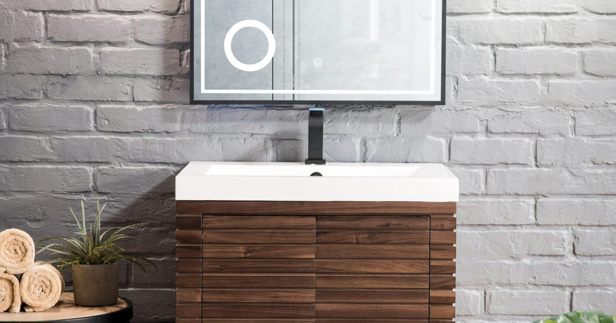 Linden 24 inch Bathroom Vanity in Mid Century Walnut With Top