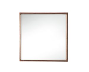 Milan 35.4″, Square Cube Mirror, Mid Century Walnut