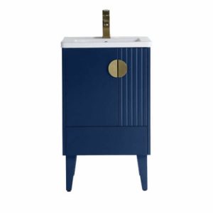 Venezian 20" Bathroom Vanity in Navy Blue with Satin Brass Hardware