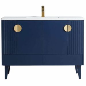 Venezian 48" Bathroom Vanity in Navy Blue with Satin Brass Hardware