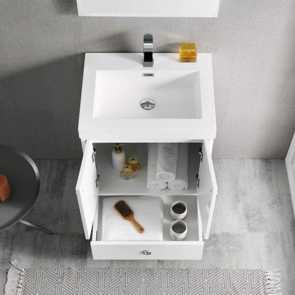 Lyon 24 inch Bathroom Vanity with Acrylic Sink in Matte White