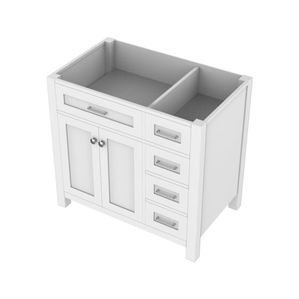 Norwalk 36 Inch Bathroom Vanity Cabinet w/Drawers Without Top, White