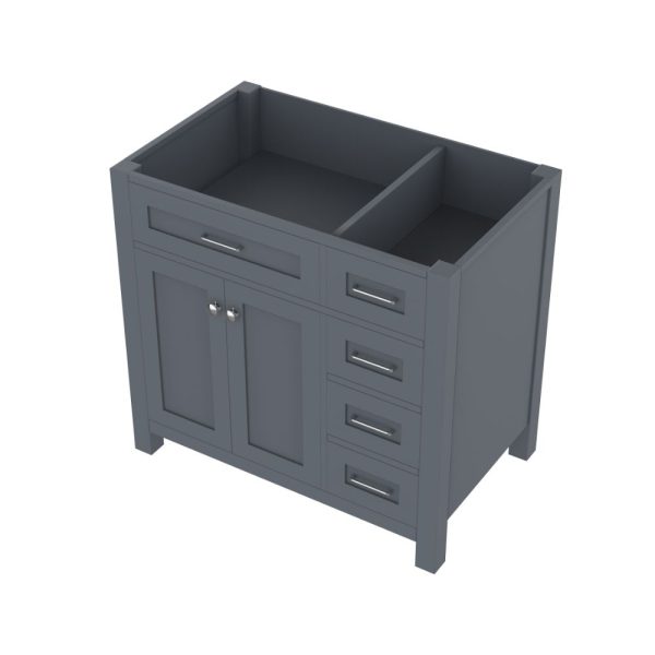 Norwalk 36 inch Bathroom Vanity Cabinet w/ Drawers Without Top, Gray