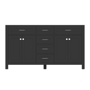 Norwalk 60 Inch Double Bathroom Vanity Cabinet Without Top, Espresso