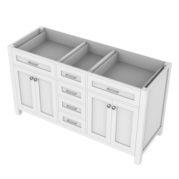 Norwalk 60 Inch Double Bathroom Vanity Cabinet Without Top, White