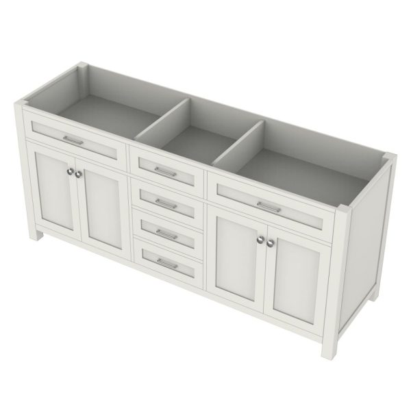 Norwalk 72 Inch Double Bathroom Vanity Cabinet Without Top, White