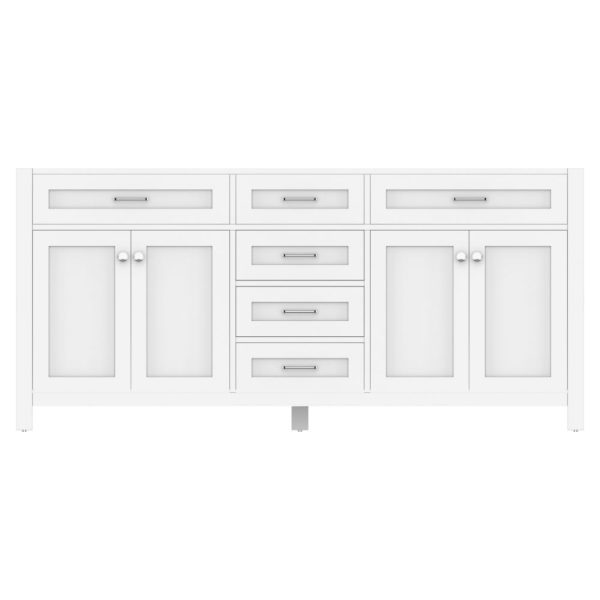 HE-101-72D-W-3 Norwalk 72 Inch Double Bathroom Vanity Cabinet Without Top, White