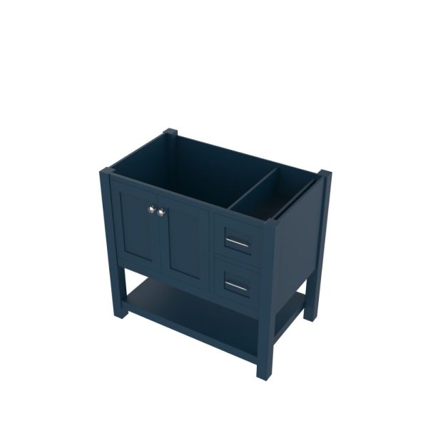 Wilmington 36 Inch Bathroom Vanity Cabinet Without Top, Blue