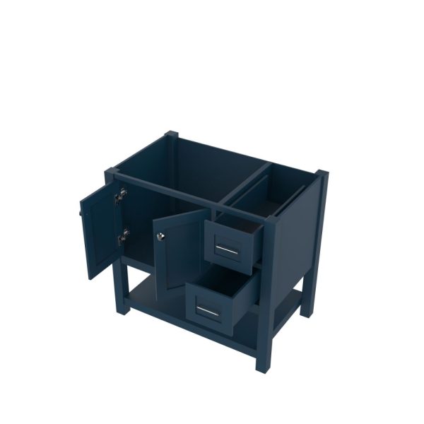 Wilmington 36 Inch Bathroom Vanity Cabinet Without Top, Blue