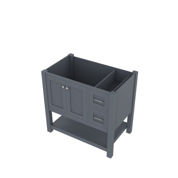 Wilmington 36 Inch Bathroom Vanity Cabinet Without Top, Gray