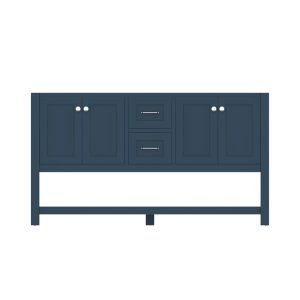 Wilmington 60" Double Bathroom Vanity Cabinet Without Top, Blue