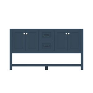 Wilmington 60" Double Bathroom Vanity Cabinet Without Top, Blue