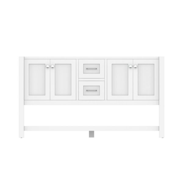 Wilmington 60" Double Bathroom Vanity Cabinet Without Top, White