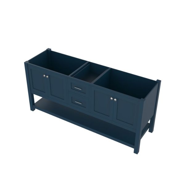 Wilmington 72" Double Bathroom Vanity Cabinet Without Top, Blue