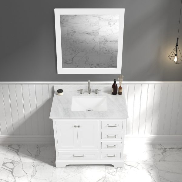 Copenhagen 36 inch Bathroom Vanity Cabinet In Matte White - No Top