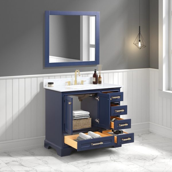 Copenhagen 36 inch Bathroom Vanity Cabinet In Navy Blue - No Top