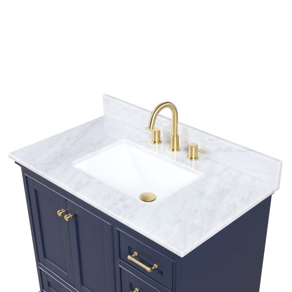 Copenhagen 36 inch Bathroom Vanity Cabinet In Navy Blue - No Top
