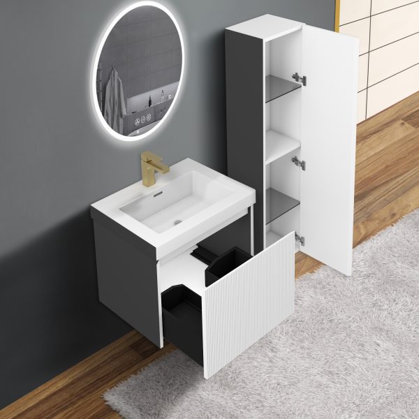 Positano 24 inch Wall Mount Bathroom Vanity in Matte White With Sink