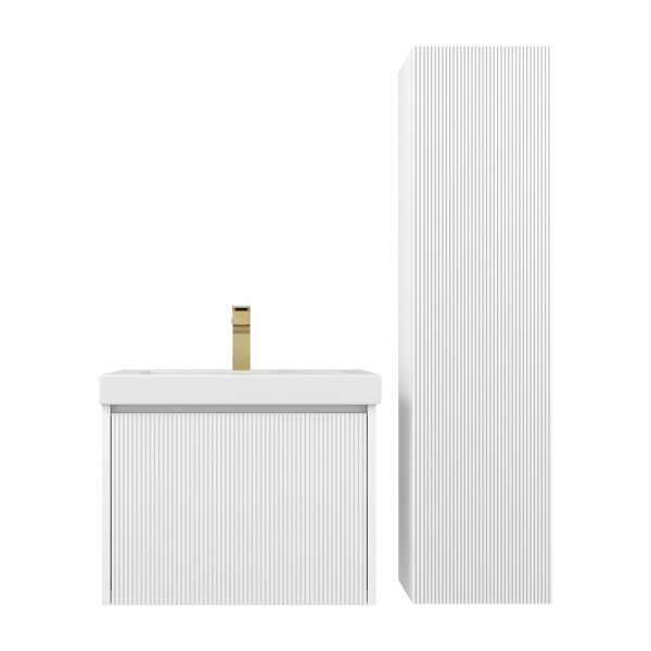 Positano 24 inch Wall Mount Bathroom Vanity in Matte White With Sink