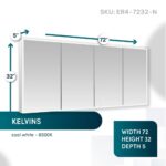 The Edge Royal 72 Inch LED Lighted Mirror Medicine Cabinet is wall-mounted with four mirrored doors. It measures 72"W x 32"H x 5"D and features cool white (6500K) illumination.