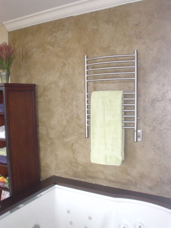 Jeeves Model E Curved 12 Bar Hardwired Towel Warmer in Brushed