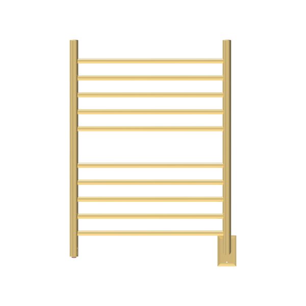 Radiant Hardwired Straight 10 Bar Towel Warmer in Polished Gold