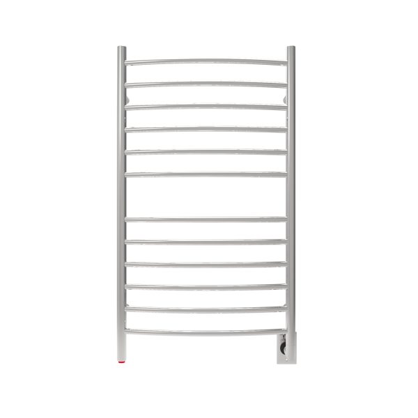 Radiant Large Hardwired Curved 12 Bar Towel Warmer in Polished