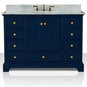 Audrey 48 in. Bath Vanity Set in Heritage Blue with Gold Hardware