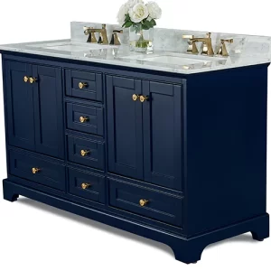 Audrey 60 in. Bath Vanity Set in Heritage Blue with Gold Hardware