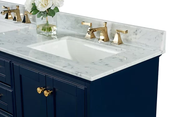 Audrey 60 in. Bath Vanity Set in Heritage Blue with Gold Hardware