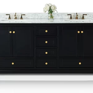 Audrey 72 in. Bath Vanity Set in Onyx Black with Gold Hardware