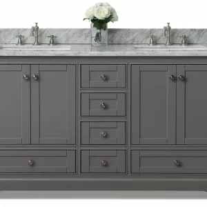 Audrey 72 in. Bath Vanity Set in Onyx Black with Brushed Nickel Hardware