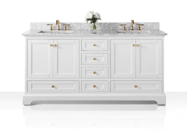 Audrey 72 in. Bath Vanity Set in White with Gold Hardware