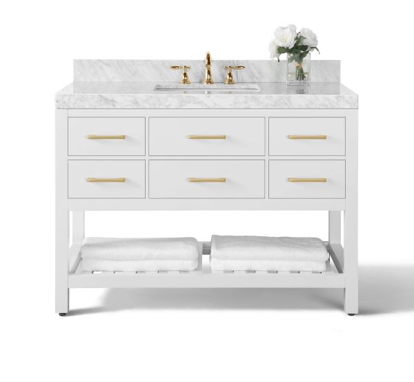 Elizabeth 48 in. Bath Vanity Set in White with Gold Hardware