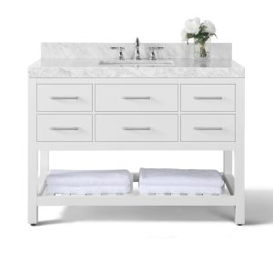 Elizabeth 48 in. Bath Vanity Set in White with Brushed Nickel Hardware