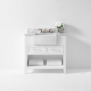 Hayley 36" Bath Vanity Set in White with Gold Hardware