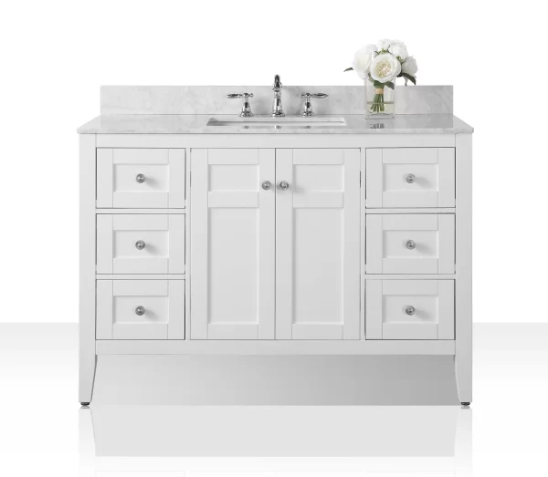 Maili 48 in. Bath Vanity Set in White with Brushed Nickel Hardware