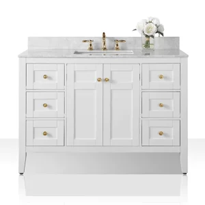 Maili 48 in. Bath Vanity Set in White with Gold Hardware