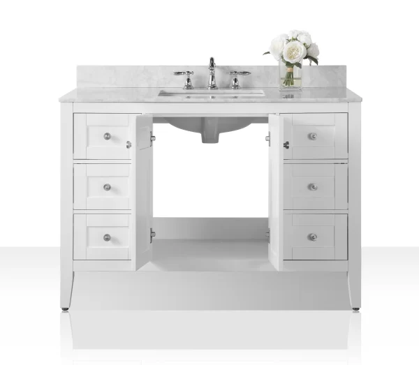 Maili 48 in. Bath Vanity Set in White with Brushed Nickel Hardware