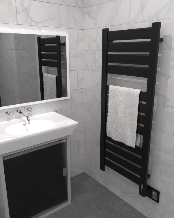 Vega V2356 12 Panel Hardwired Towel Warmer in Matte Black