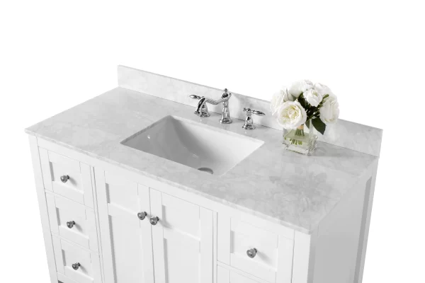 Maili 48 in. Bath Vanity Set in White with Brushed Nickel Hardware