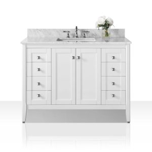 Shelton 48" Bath Vanity Set in White with Brushed Nickel Hardware